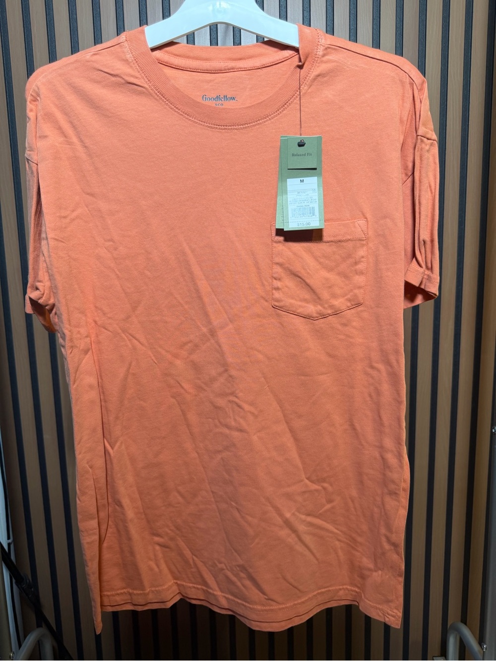 Goodfellow & Co Men's Short-Sleeve Pocket Tee in Coral Orange